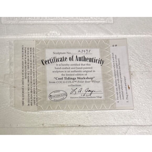 Coca-Cola Cool Tidings Workshop Hawthorne Polar Bear Village Certificate - Picture 2 of 16